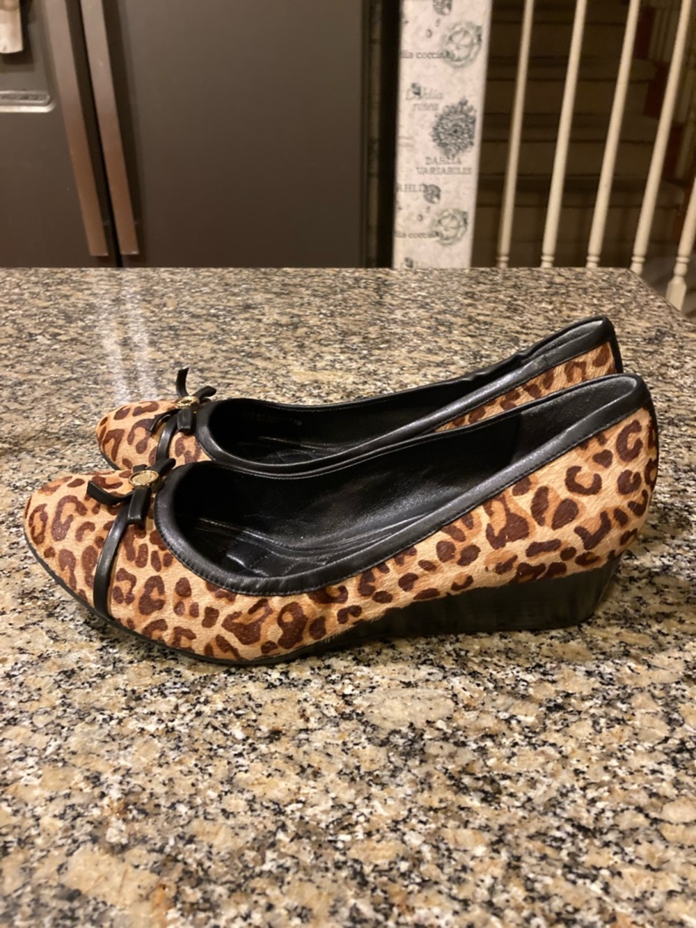 Cole Haan Tali Wedge Leopard Print Calf Hair Shoes Size 9 NWOT MSRP $179